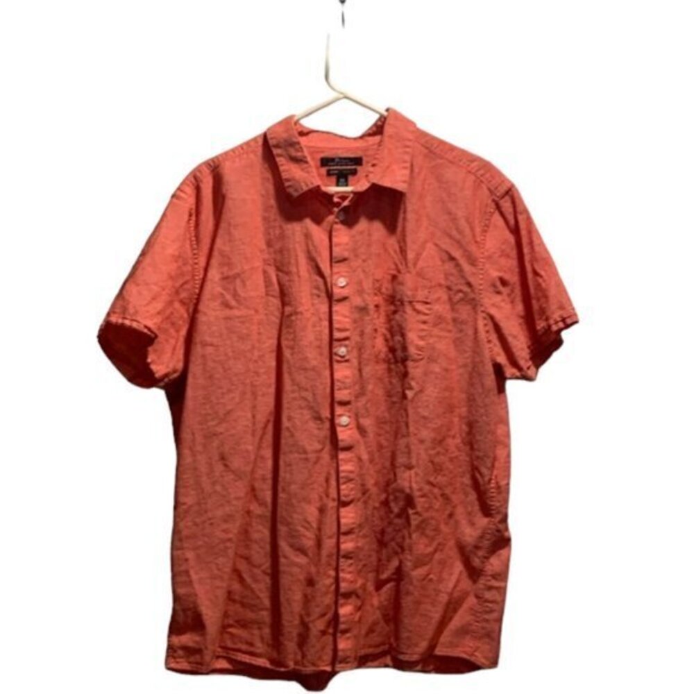 Marc Anthony Burnt Red Luxury Slim Fit Button Down Shirt Size XXL GUC #4396